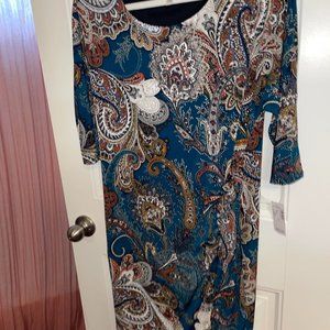 Dressbarn 3/4 Sleeve Faux Wrapped Dress